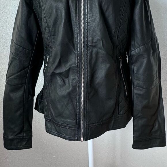 Geschallino Faux Leather Jacket Boho Short Biker Bomber Coat SZ L NEW - Picture 10 of 15